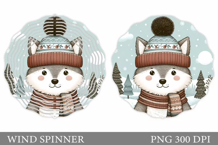 Christmas Wolf Wind Spinner. Christmas Wind Spinner Design