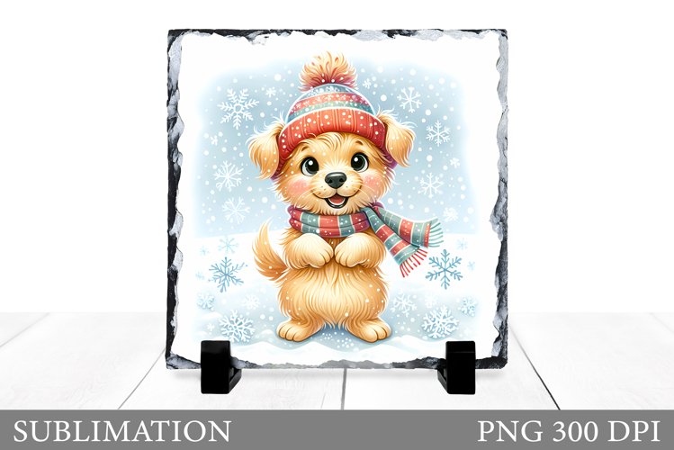 Christmas Dog Sublimation. Christmas Dog Slate Sublimation example image 1
