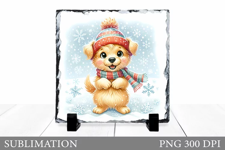 Christmas Dog Sublimation. Christmas Dog Slate Sublimation