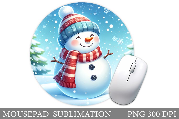 Snowman Mouse Pad Sublimation. Christmas Mouse Pad