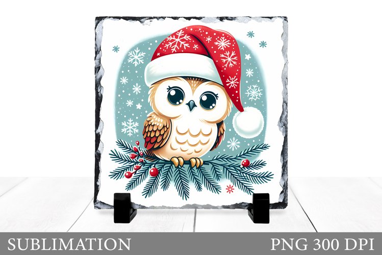 Christmas Owl Sublimation. Christmas Owl Slate Design