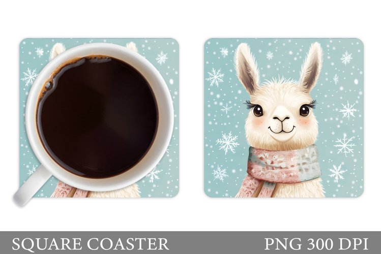 Christmas Lama Coaster Design. Christmas Coaster Sublimation example image 1
