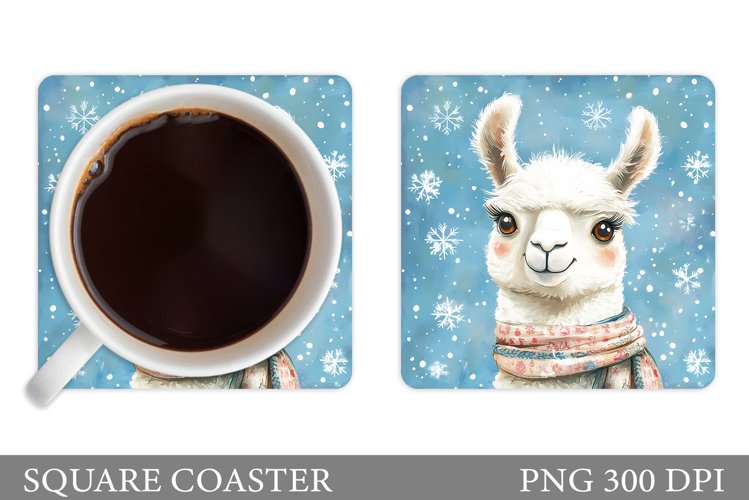 Christmas Lama Coaster Design. Christmas Coaster Sublimation