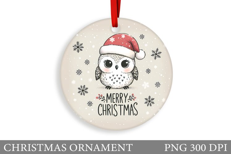 Christmas Owl Christmas Ornament. Christmas Owl Sublimation example image 1