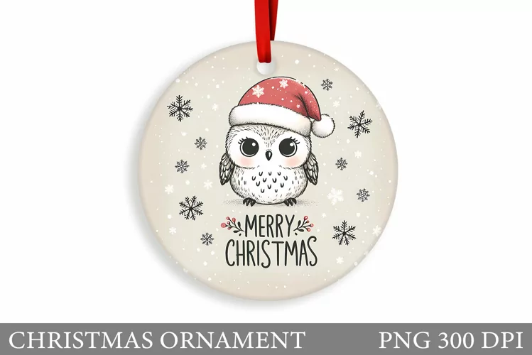 Christmas Owl Christmas Ornament. Christmas Owl Sublimation