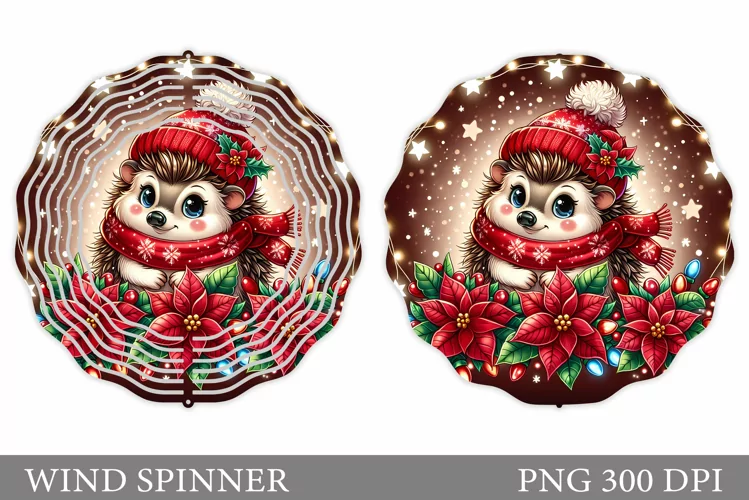 Christmas Hedgehog Wind Spinner. Christmas Wind Spinner