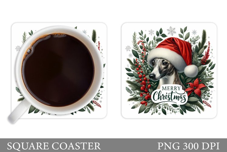 Cute Dog Coaster Design. Christmas Coaster Sublimation example image 1