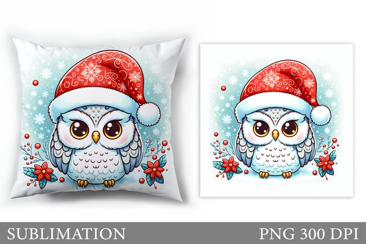 Cute Owl Pillow Design. Christmas Pillow Sublimation