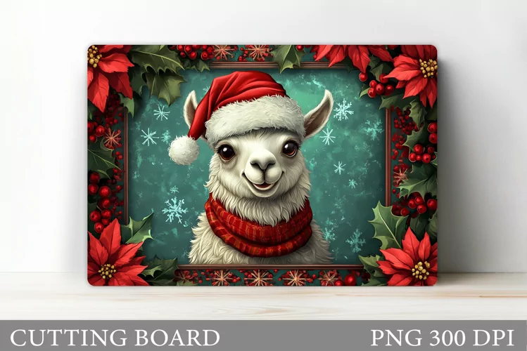 Christmas Lama Cutting Board. Christmas Cutting Board