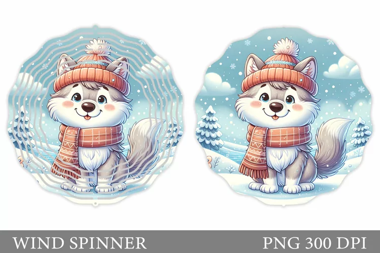 Christmas Wolf Wind Spinner. Christmas Wind Spinner Design
