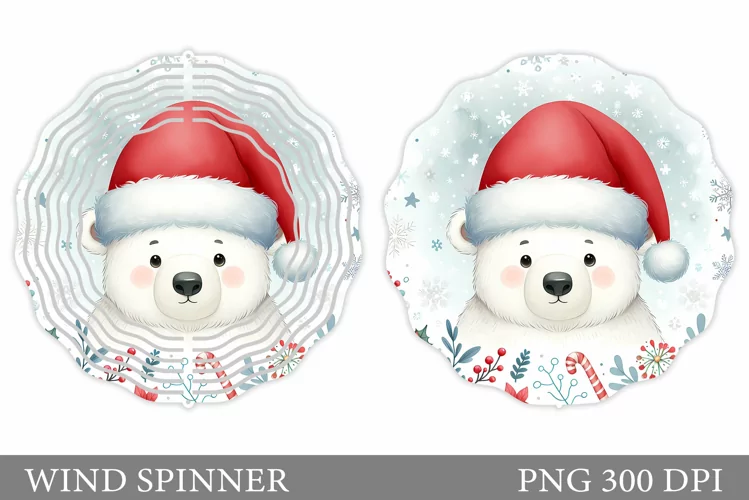 Polar Bear Wind Spinner. Christmas Wind Spinner Design
