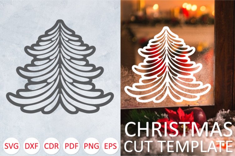 Christmas Tree SVG Cut File | DIY Christmas Window Decor