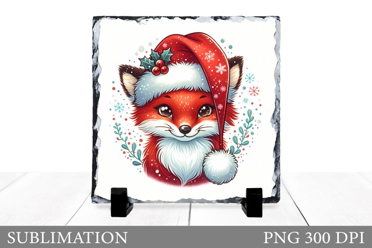 Christmas Fox Sublimation. Christmas Fox Slate Design