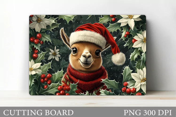 Christmas Lama Cutting Board. Christmas Cutting Board