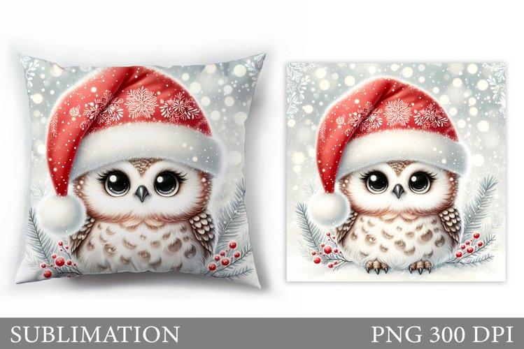 Cute Owl Pillow Design. Christmas Pillow Sublimation