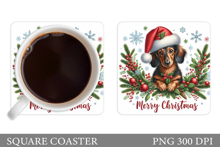 Christmas Dog Coaster Design. Christmas Coaster Sublimation example image 1