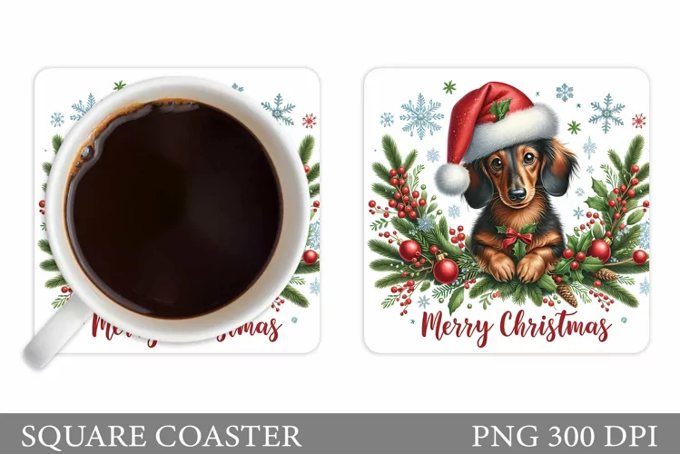 Christmas Dog Coaster Design. Christmas Coaster Sublimation