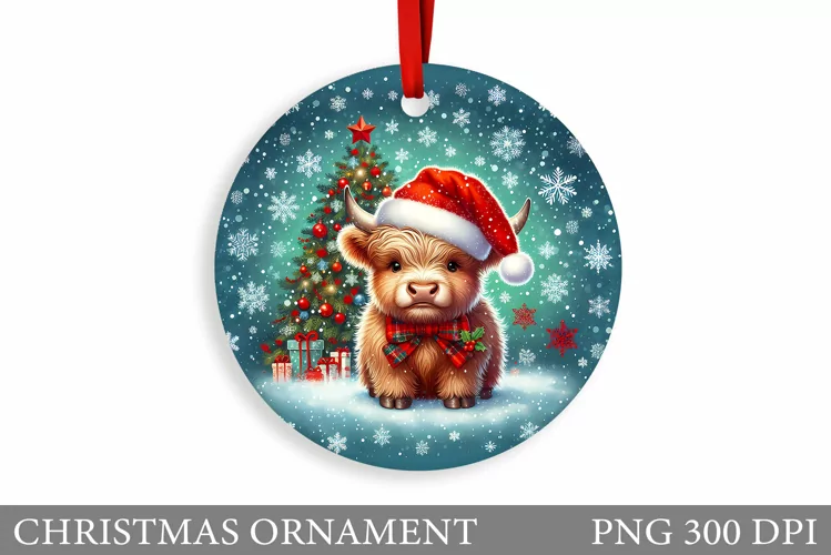 Highland Cow Christmas Ornament. Christmas Ornament Design
