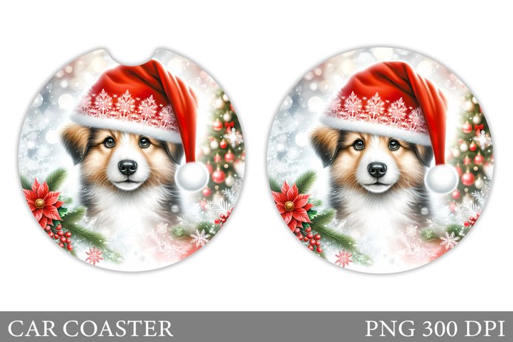 Cute Dog Car Coaster. Christmas Car Coaster Sublimation example image 1