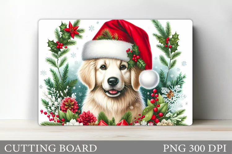 Cute Dog Cutting Board. Christmas Cutting Board Sublimation