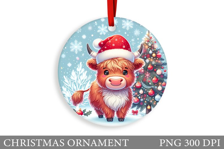 Highland Cow Christmas Ornament. Christmas Ornament Design