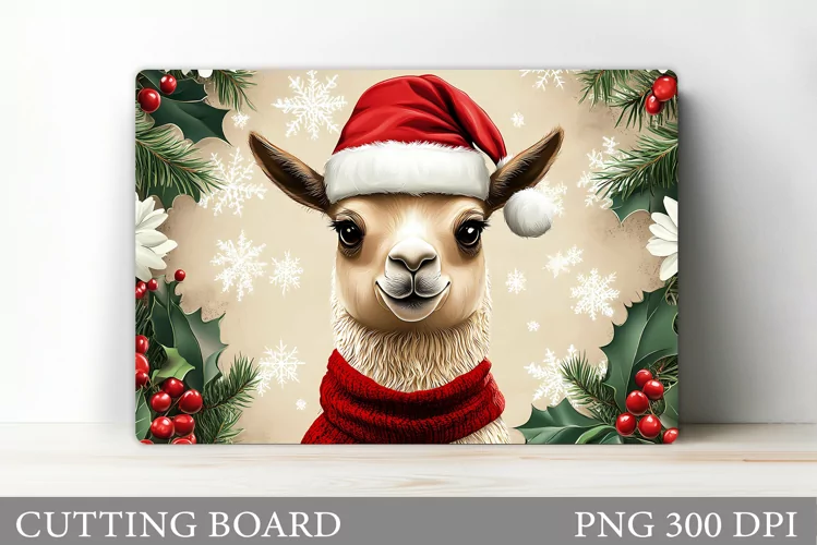 Christmas Lama Cutting Board. Christmas Cutting Board