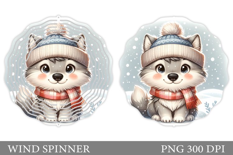 Christmas Wolf Wind Spinner. Christmas Wind Spinner Design example image 1