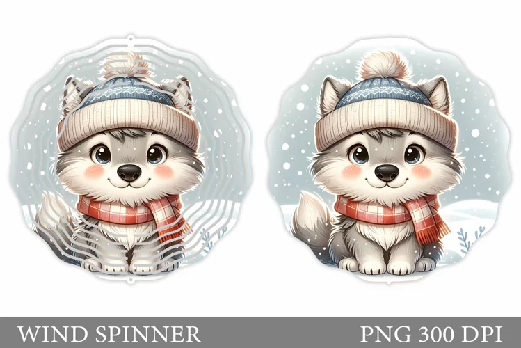Christmas Wolf Wind Spinner. Christmas Wind Spinner Design