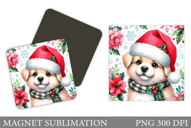 Christmas Dog Magnet Design. Christmas Magnet Sublimation
