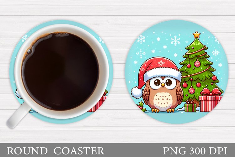 Christmas Owl Coaster Design. Christmas Coaster Sublimation