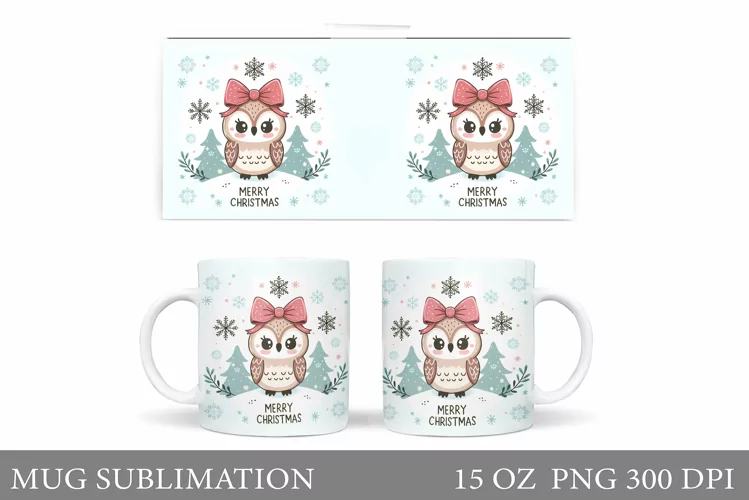 Christmas Owl Mug Design. Christmas Mug Sublimation