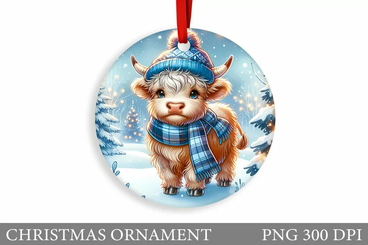 Cute Cow Christmas Ornament. Christmas Ornament Sublimation