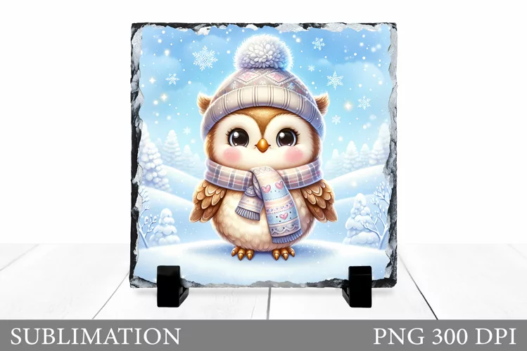 Christmas Owl Sublimation. Christmas Slate Sublimation