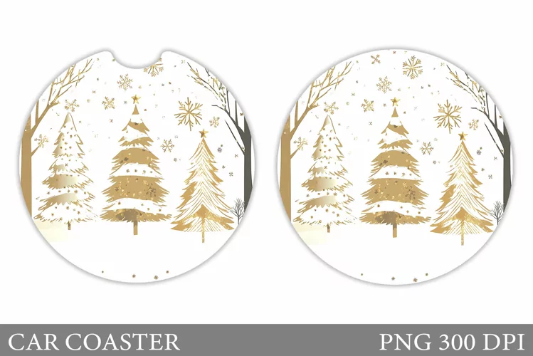 Christmas Tree Car Coaster. Christmas Coaster Sublimation