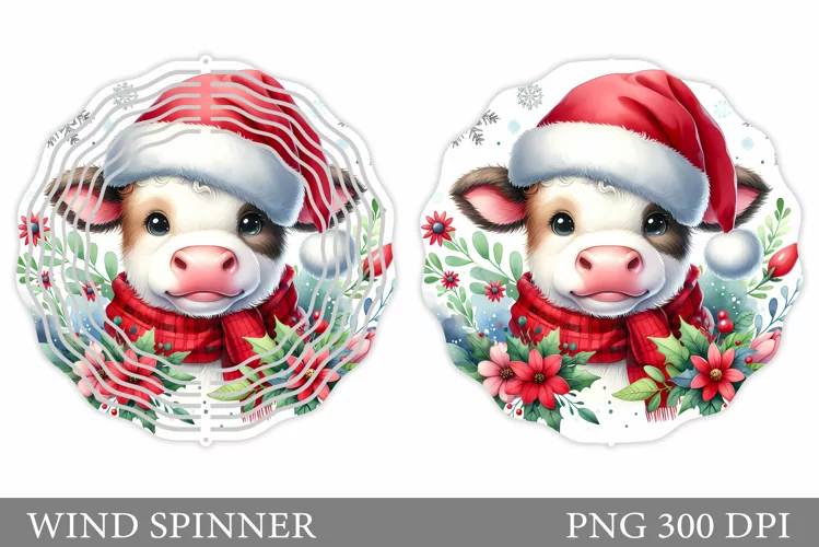 Christmas Cow Wind Spinner. Christmas Wind Spinner Design