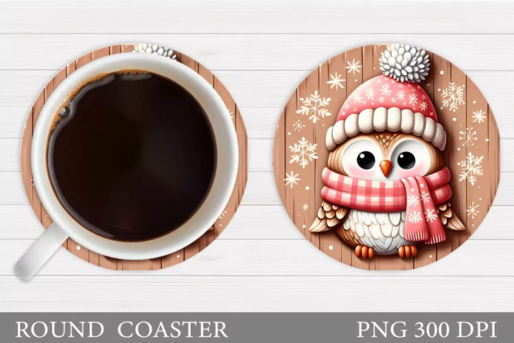 Christmas Owl Coaster Design. Christmas Coaster Sublimation