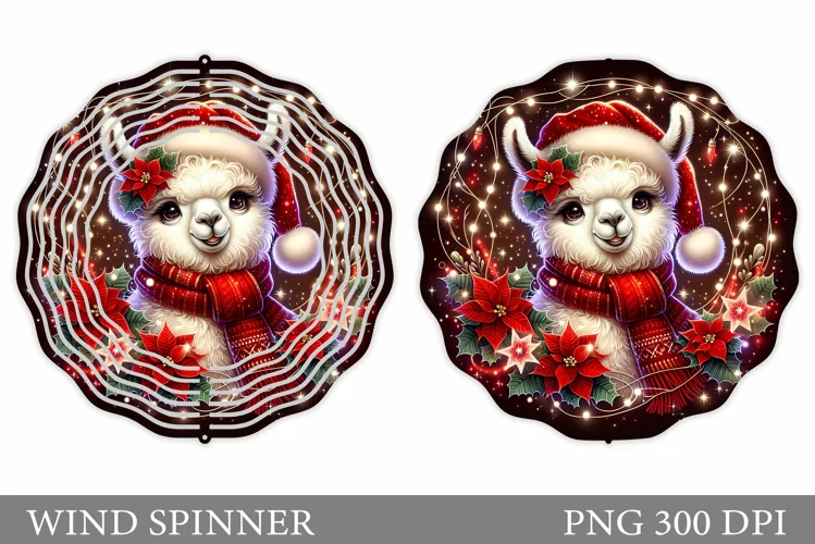 Christmas Lama Wind Spinner. Christmas Wind Spinner Design
