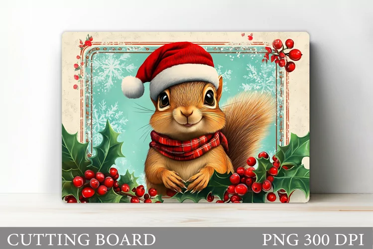 Christmas Squirrel Cutting Board. Christmas Cutting Board