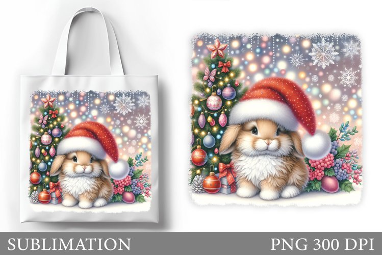 Christmas Bunny Tote Bag. Christmas Tote Bag Sublimation