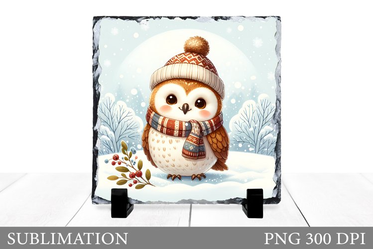 Christmas Owl Sublimation. Christmas Owl Slate Design