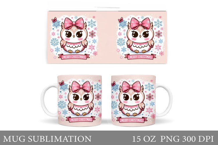 Christmas Owl Mug Design. Christmas Mug Sublimation example image 1