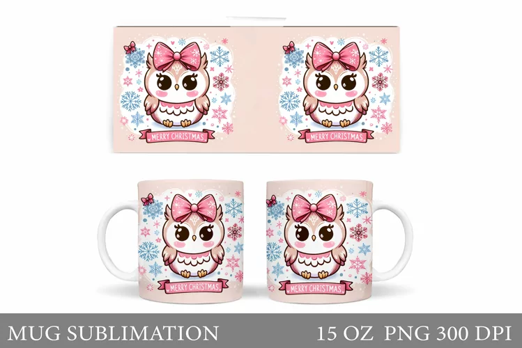 Christmas Owl Mug Design. Christmas Mug Sublimation