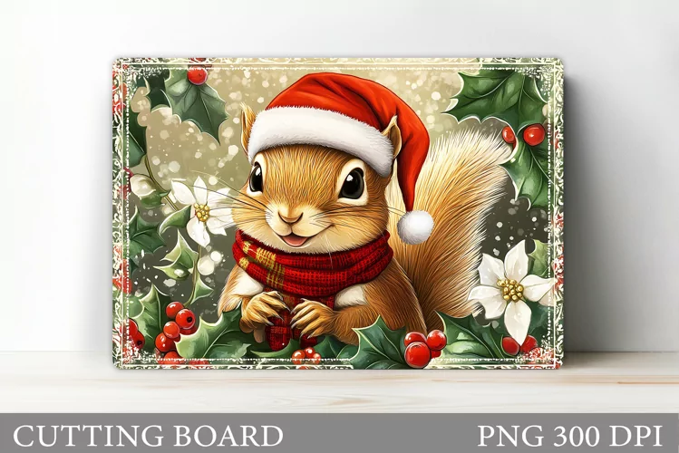 Christmas Squirrel Cutting Board. Christmas Cutting Board