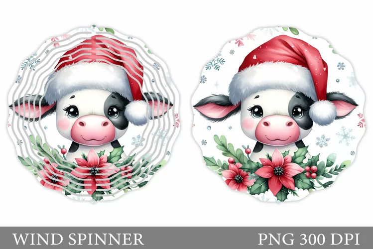 Christmas Cow Wind Spinner. Christmas Wind Spinner Design