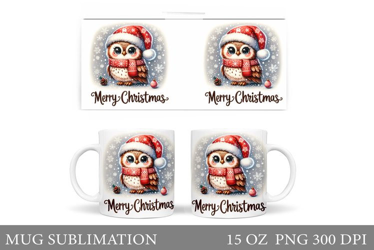 Christmas Owl Mug Design. Christmas Mug Sublimation