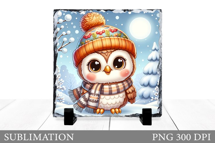 Christmas Owl Sublimation. Christmas Slate Sublimation