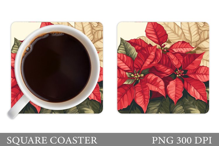 Poinsettia Coaster Design. Christmas Coaster Sublimation example image 1