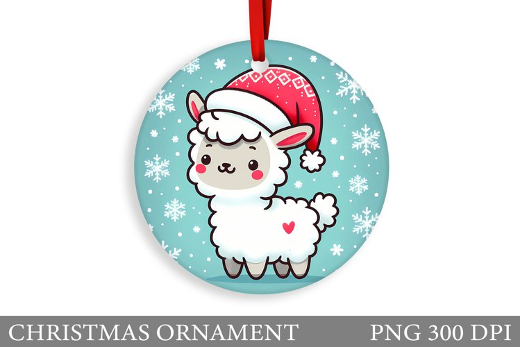 Cute Lama Christmas Ornament. Christmas Ornament Sublimation