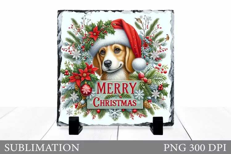 Christmas Dog Sublimation. Christmas Slate Sublimation