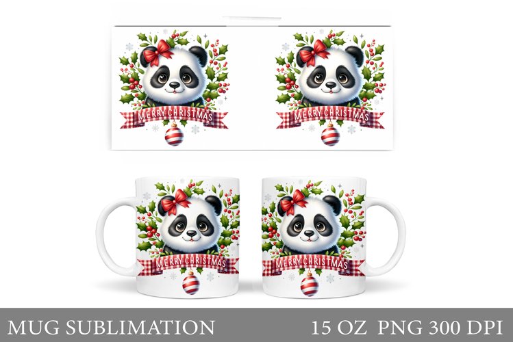 Christmas Panda Mug Design. Christmas Mug Sublimation example image 1